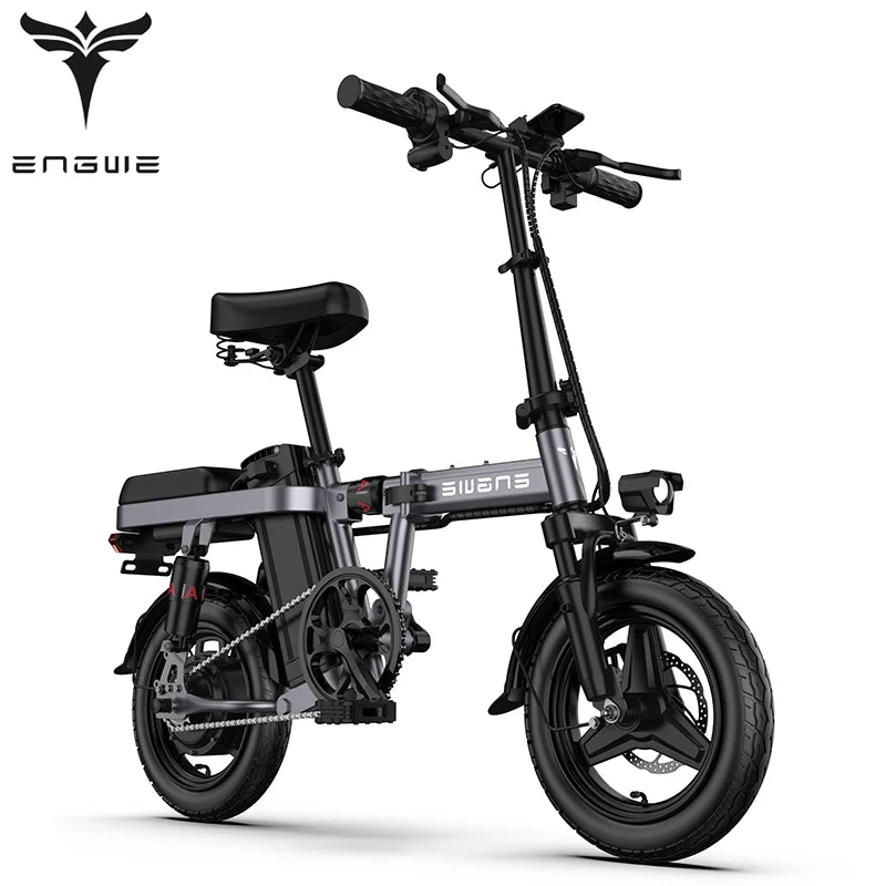 Engwe T14 E Bike Electric Folding Bike White Electric Bike 250W 14inch Mini Electric Bicycle 48V10A Adult City Ebike 25KM/H - WORLDZii