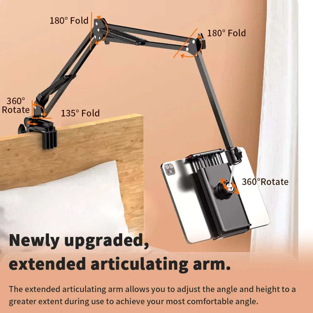 Tablet Holder for Bed with 90cm Metal Arm 360° Rotating - WORLDZii
