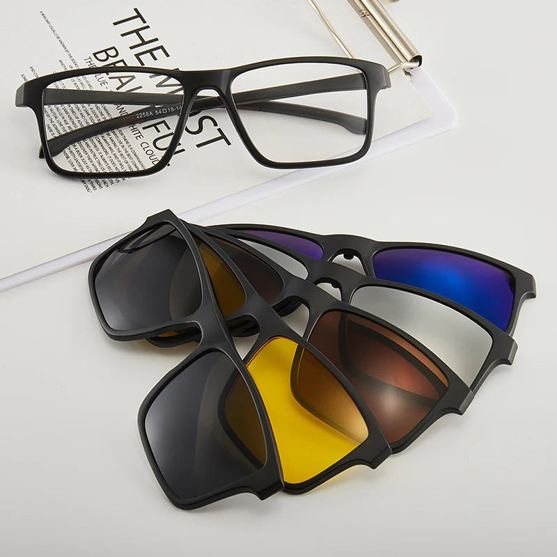 6 In 1 Men and Women Polarized Optical Magnetic Sunglasses Clip