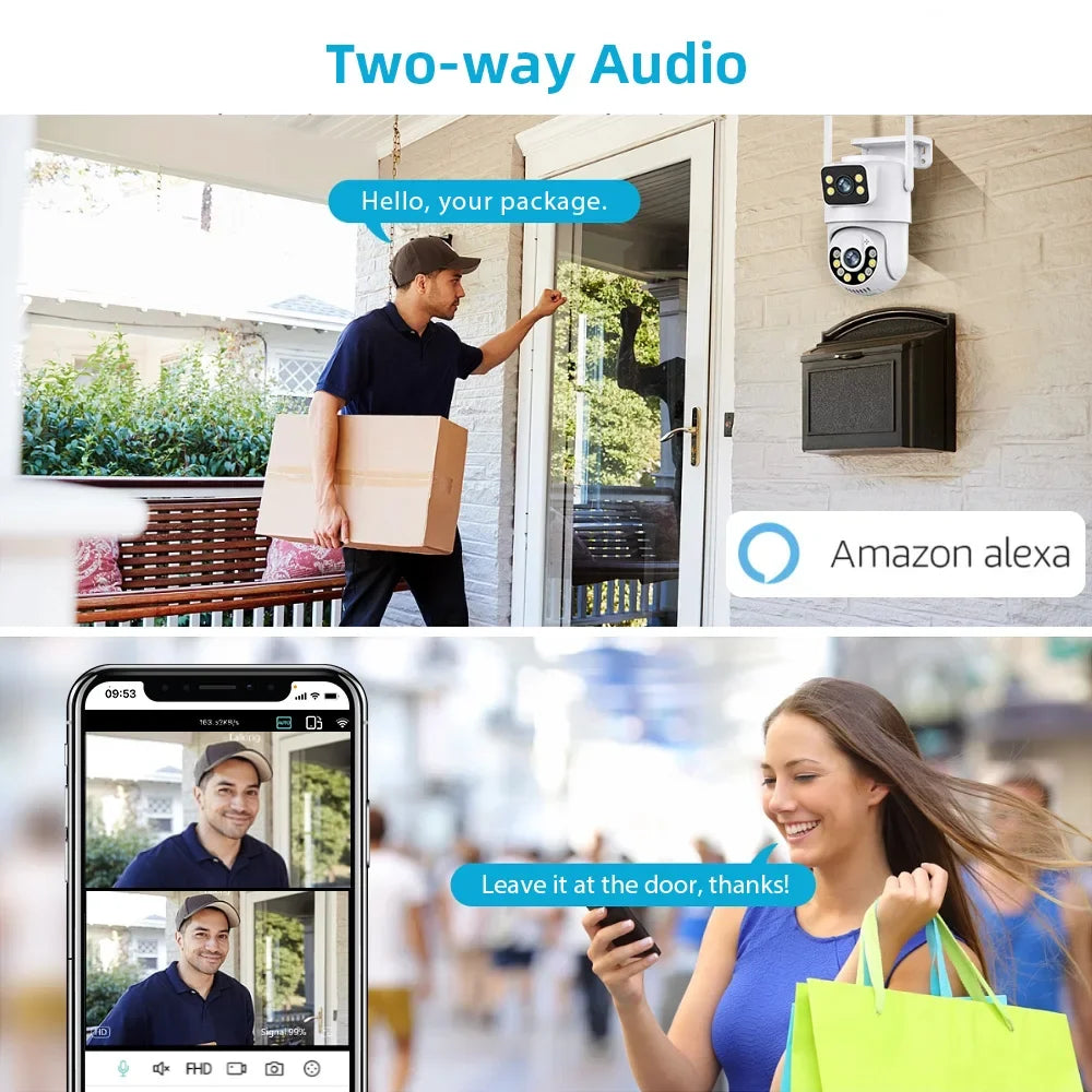 4K 8MP Wi-Fi PTZ Camera Two-Way Audio Video Surveillance P2P IPC360 Home