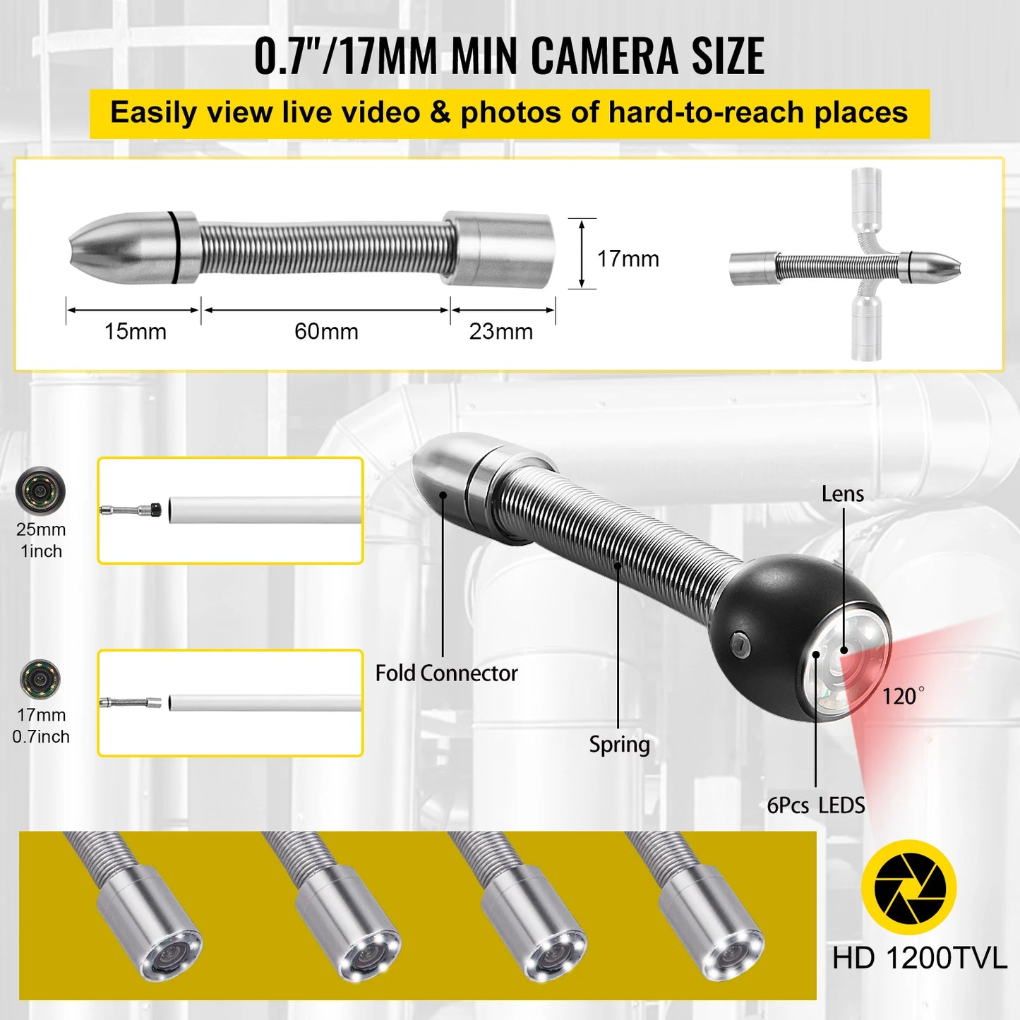 VEVOR Pipe Inspection Camera with DVR - WORLDZii
