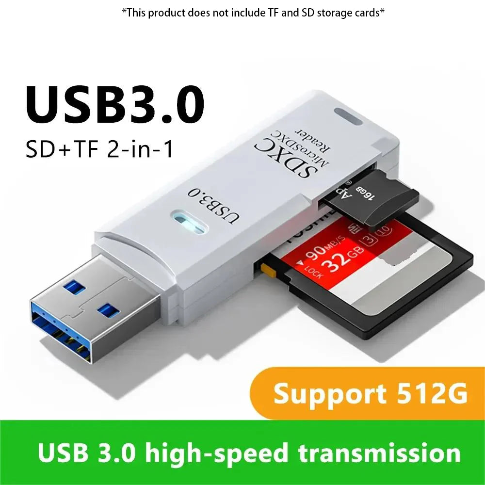 Multi-Functional 2-in-1 High-speed USB 3.0/2.0 Card Reader