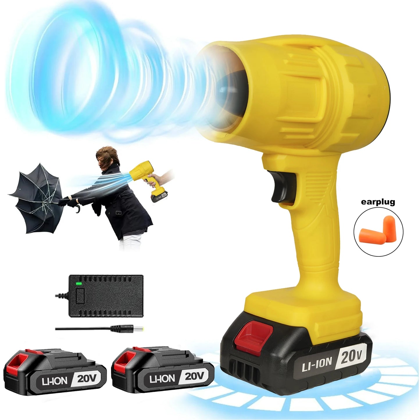 20V Cordless Turbo Blower Industrial Grade Small & Powerful Electric Air Blower for Leaf Clean & BBQ ,LOCAL US WAREHOUSE - WORLDZii