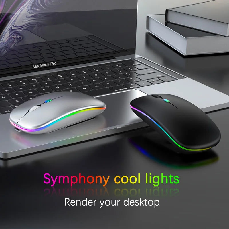 2.4G Wireless RGB Rechargeable Bluetooth LED Backlit Ergonomic Mouse