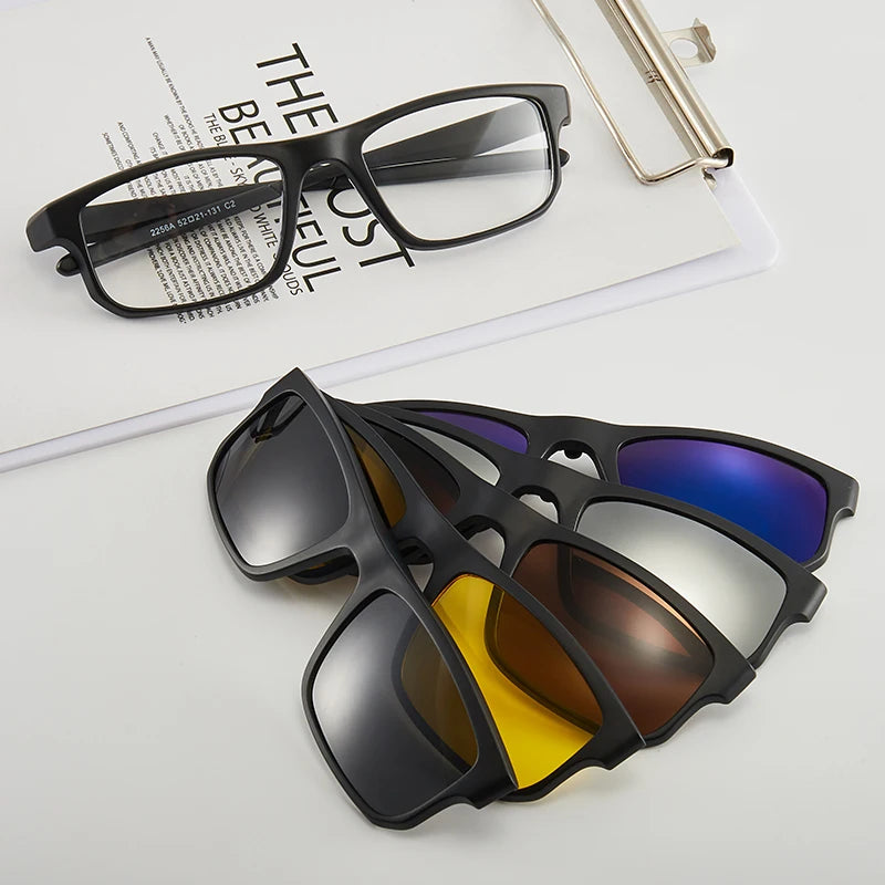 6 In 1 Men and Women Polarized Optical Magnetic Sunglasses Clip