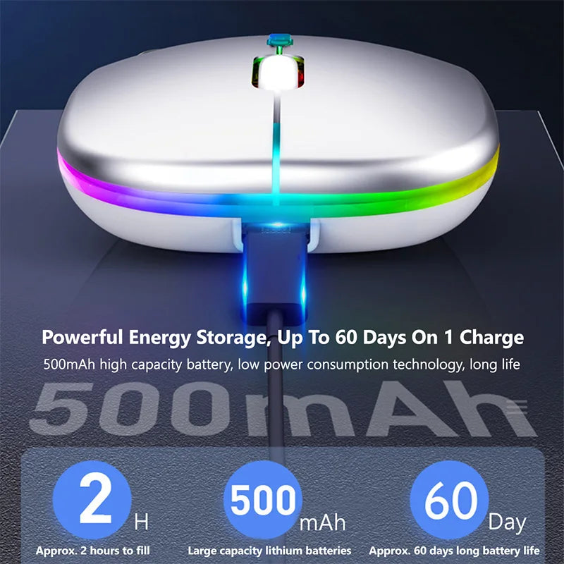 2.4G Wireless RGB Rechargeable Bluetooth LED Backlit Ergonomic Mouse