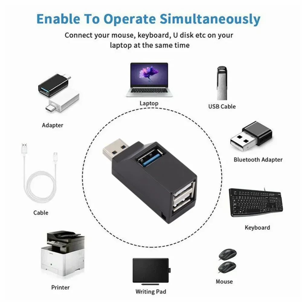 USB Hub 2.0 Adapter High Speed U Disk Reader Splitter
