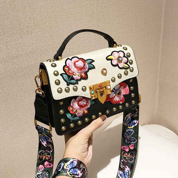 Women's Small Broadband Embroidery Rivets Purses