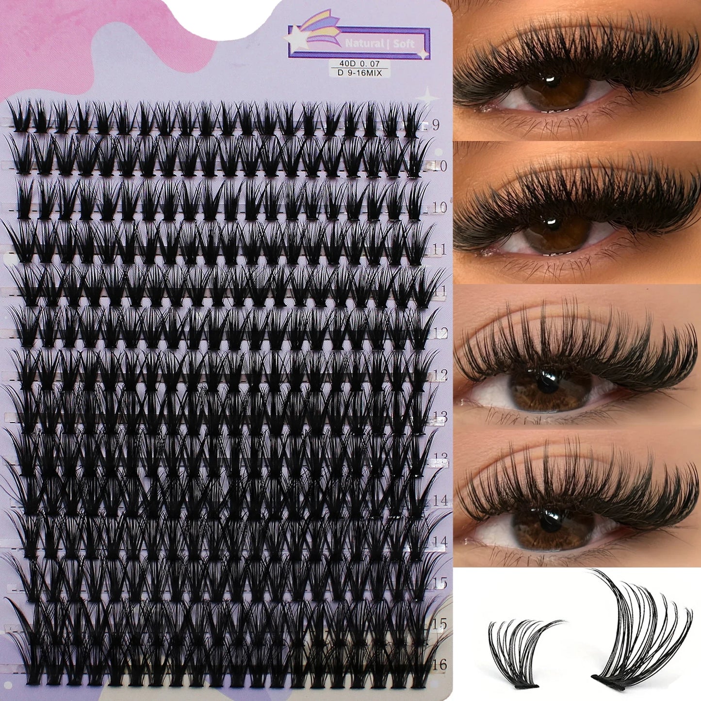 Natural Thick Fake Eyelash 3D Strip Individual Lashes