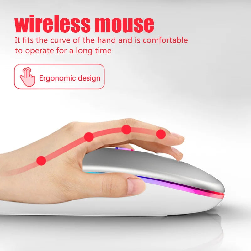 2.4G Wireless RGB Rechargeable Bluetooth LED Backlit Ergonomic Mouse