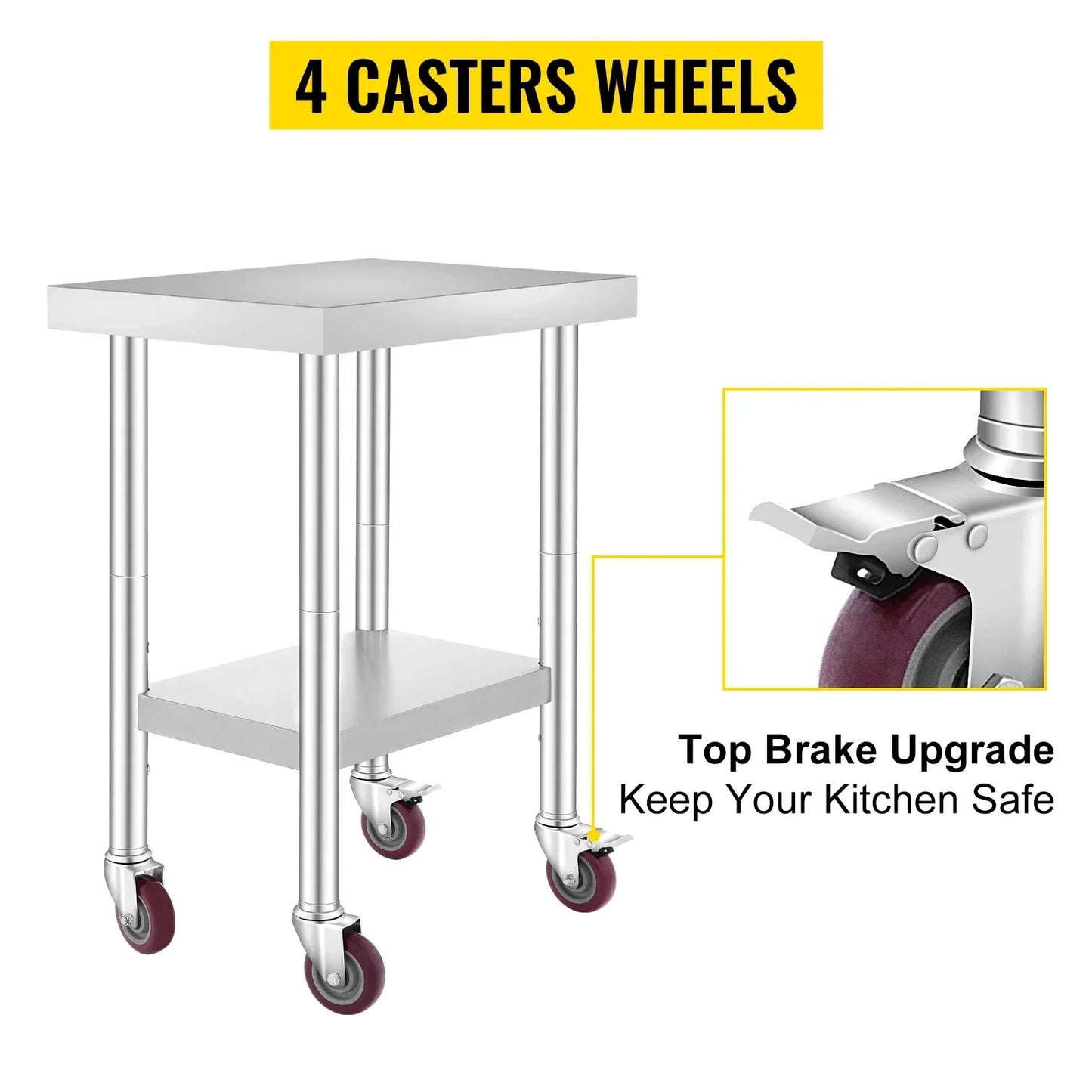 VEVOR Stainless Steel Kitchen Worktable - WORLDZii