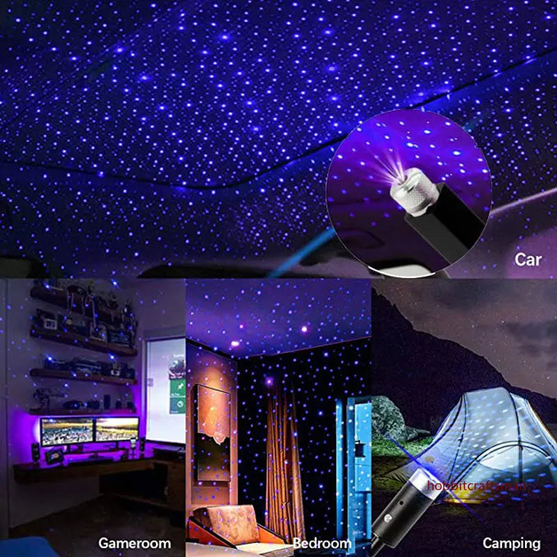 Mini LED Car Roof Star Night Light Projector Atmosphere Galaxy Lamp USB Decorative Adjustable for Auto Roof Room Ceiling Decor - WORLDZii