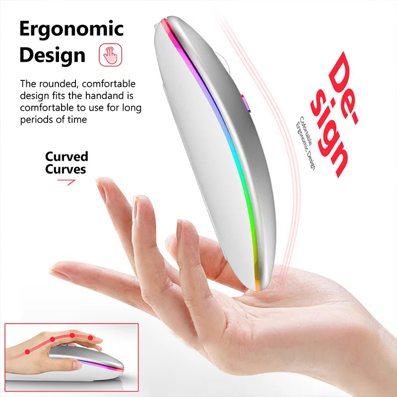 2.4G Wireless RGB Rechargeable Bluetooth LED Backlit Ergonomic Mouse