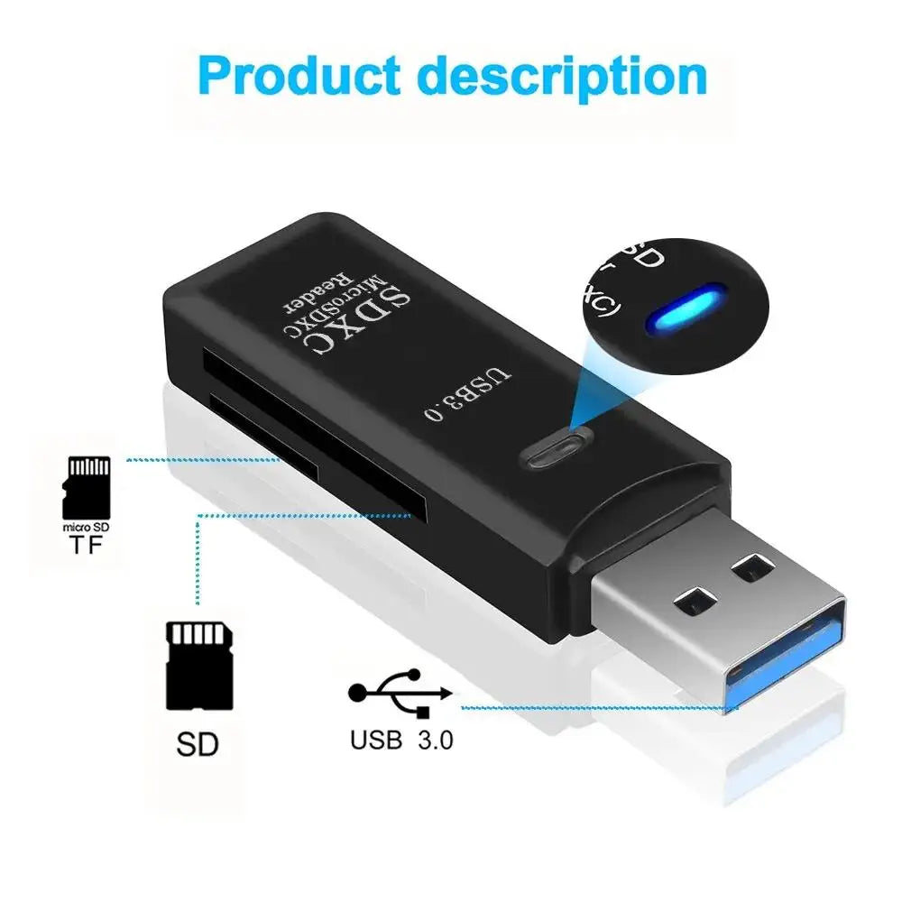 Multi-Functional 2-in-1 High-speed USB 3.0/2.0 Card Reader