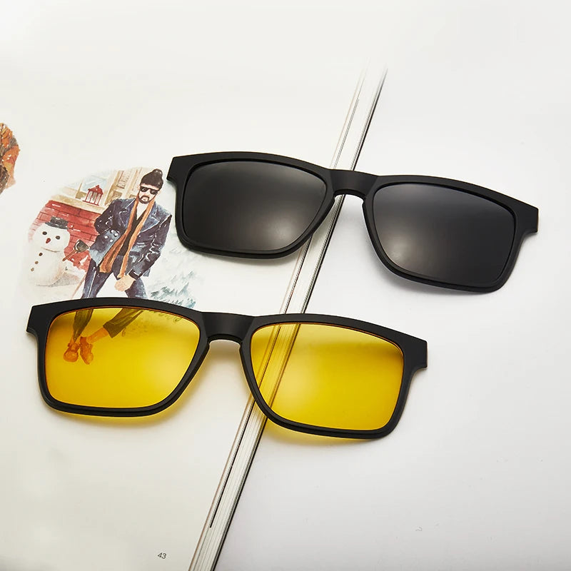 6 In 1 Men and Women Polarized Optical Magnetic Sunglasses Clip