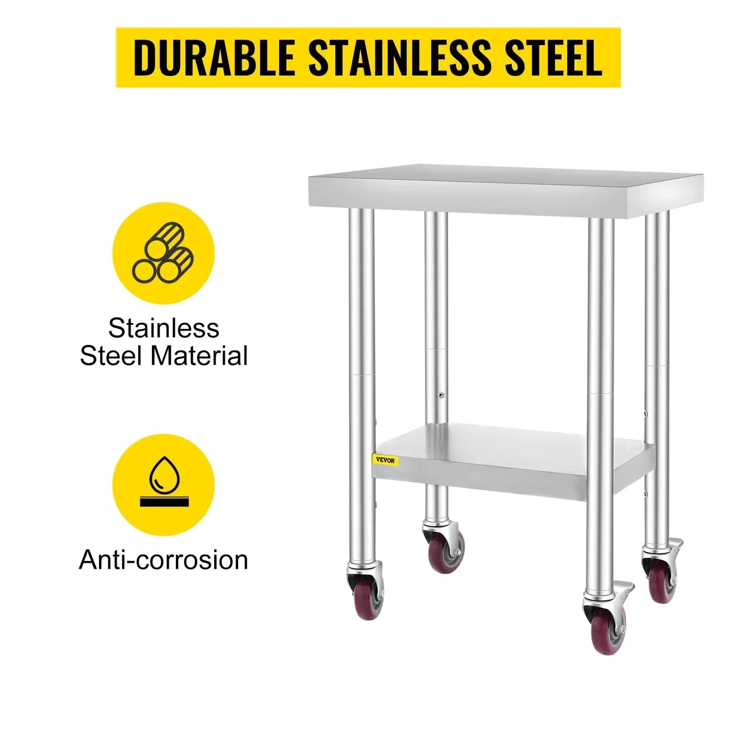 VEVOR Stainless Steel Kitchen Worktable - WORLDZii