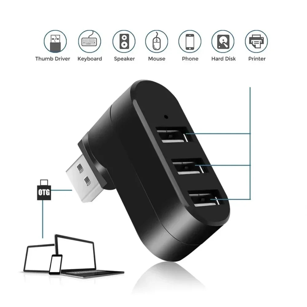 USB Hub 2.0 Adapter High Speed U Disk Reader Splitter