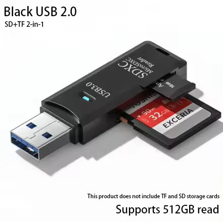 Multi-Functional 2-in-1 High-speed USB 3.0/2.0 Card Reader