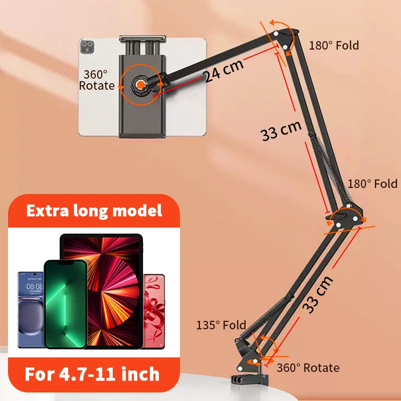 Tablet Holder for Bed with 90cm Metal Arm 360° Rotating - WORLDZii