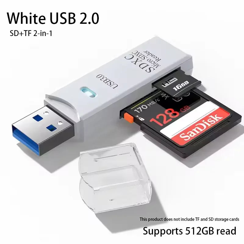 Multi-Functional 2-in-1 High-speed USB 3.0/2.0 Card Reader