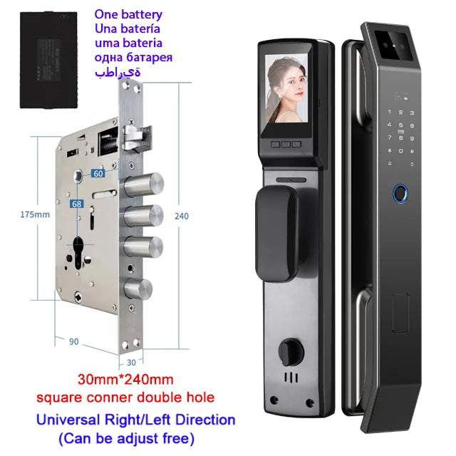 3D Face Recognition Unlock Digital Door Lock With Camera Fingerprint Password - WORLDZii