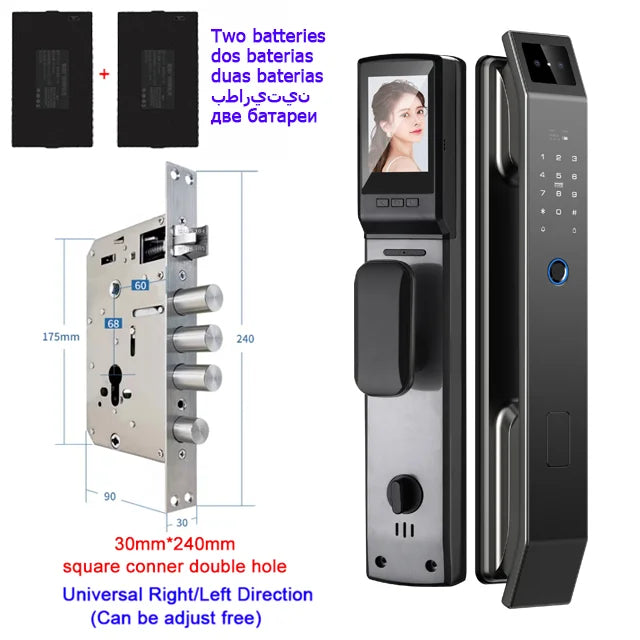 3D Face Recognition Unlock Digital Door Lock With Camera Fingerprint Password - WORLDZii