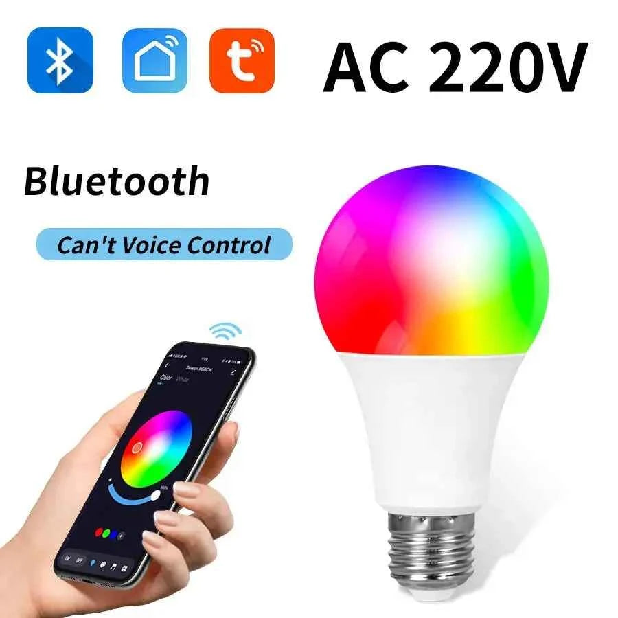 AmmToo Tuya Bluetooth Smart LED Light Bulb E27 RGB 110V 220V Smart Lamps for Bedroom Decoration Party Lighting Smart Life APP