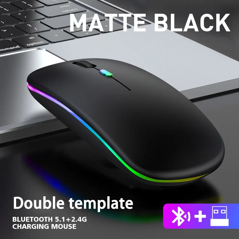 2.4G Wireless RGB Rechargeable Bluetooth LED Backlit Ergonomic Mouse