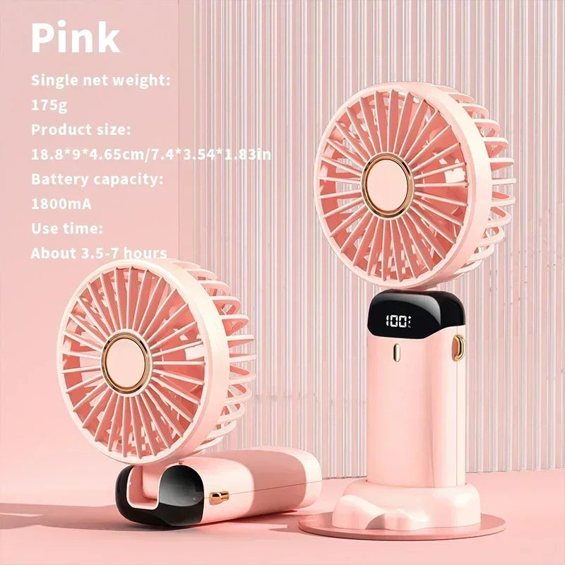 USB Handheld Mini Fan Foldable Portable and Neck Hanging - WORLDZii