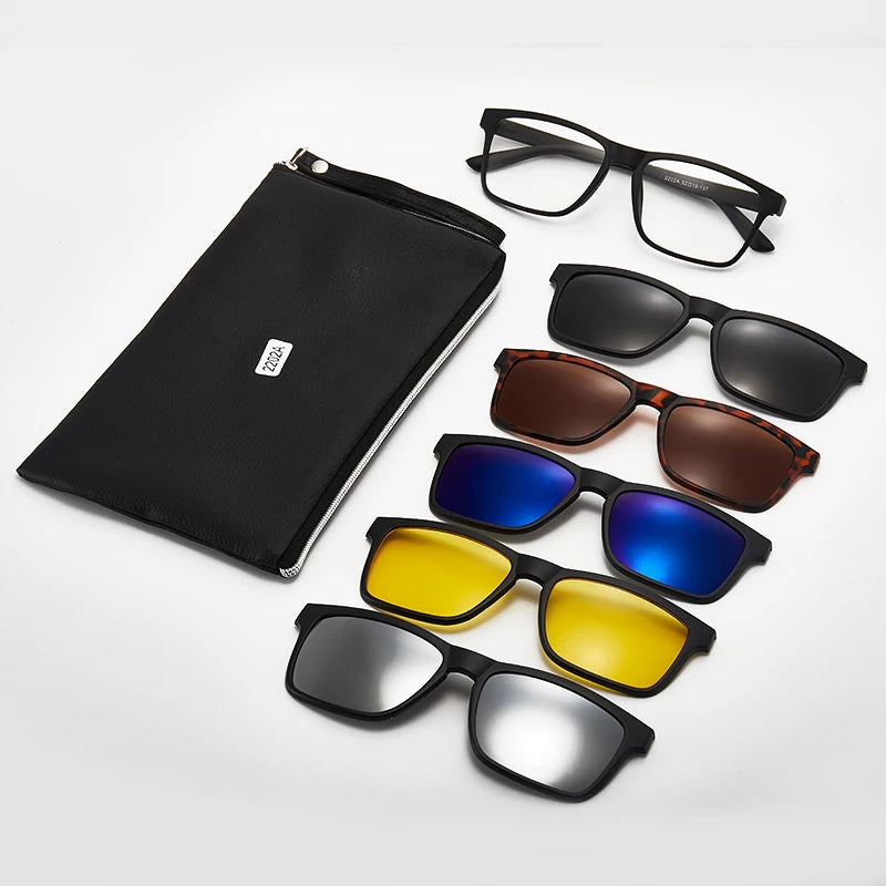 6 In 1 Men and Women Polarized Optical Magnetic Sunglasses Clip