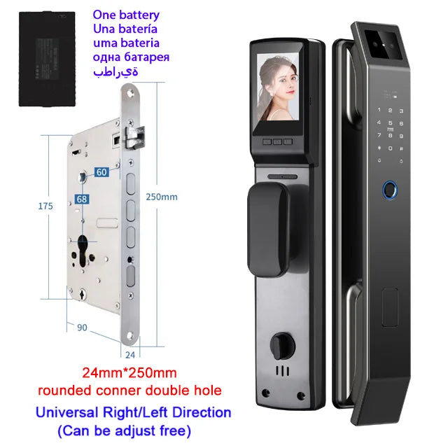 3D Face Recognition Unlock Digital Door Lock With Camera Fingerprint Password - WORLDZii