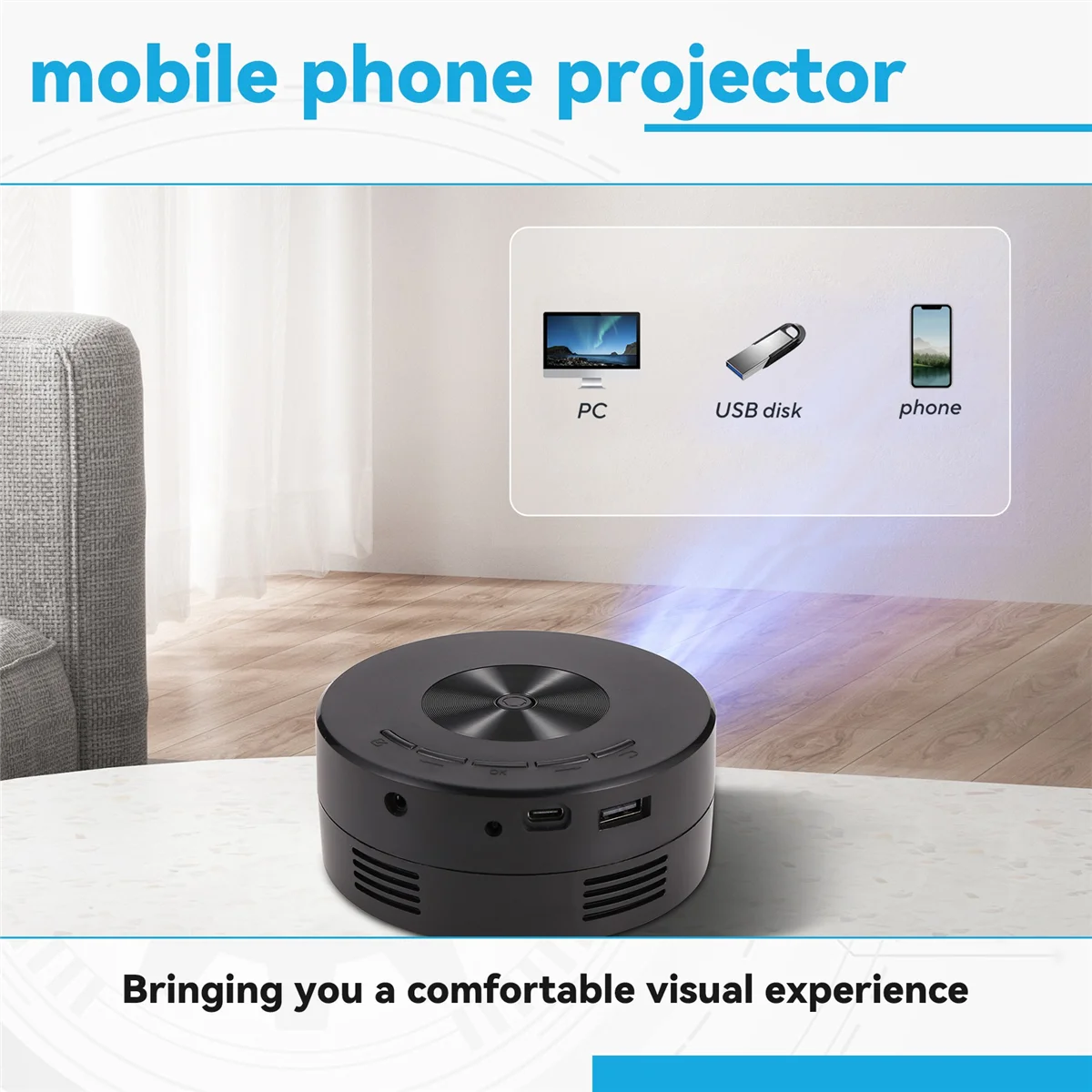 ARY-fYT200 Mini Portable Home Projector Small Children's Mobile Phone - WORLDZii