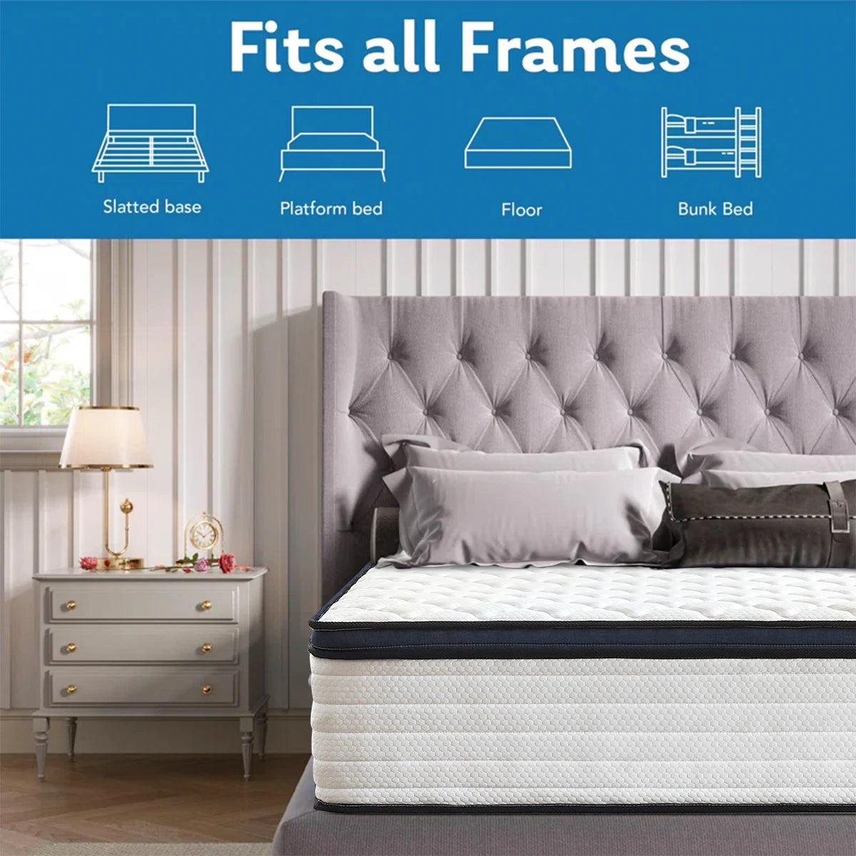 Queen Size Gel Memory Foam Hybrid Mattress - WORLDZii