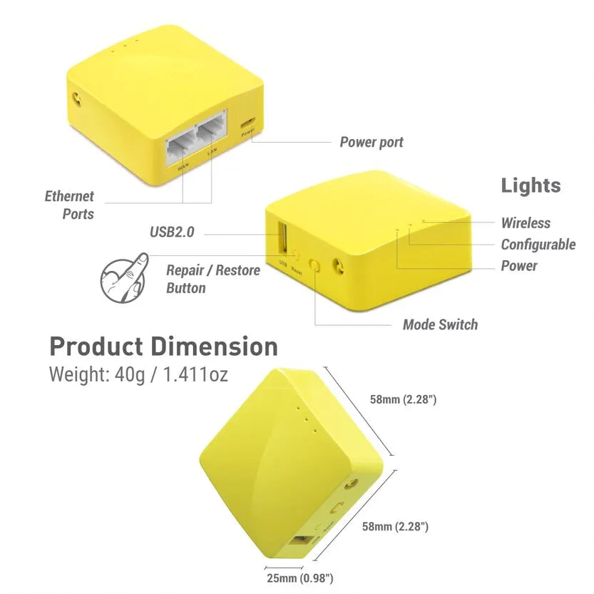 MT300N/V2 Mango Wireless Mini Portable VPN Travel Router