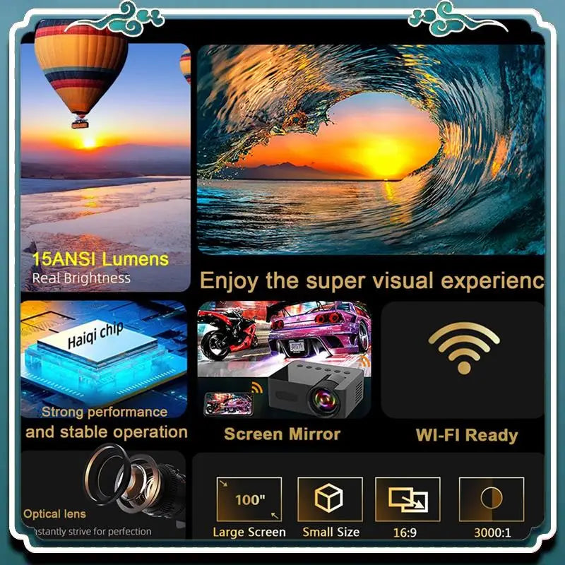 YT100 Mini Home Portable Mini  Home Theater Projector - WORLDZii