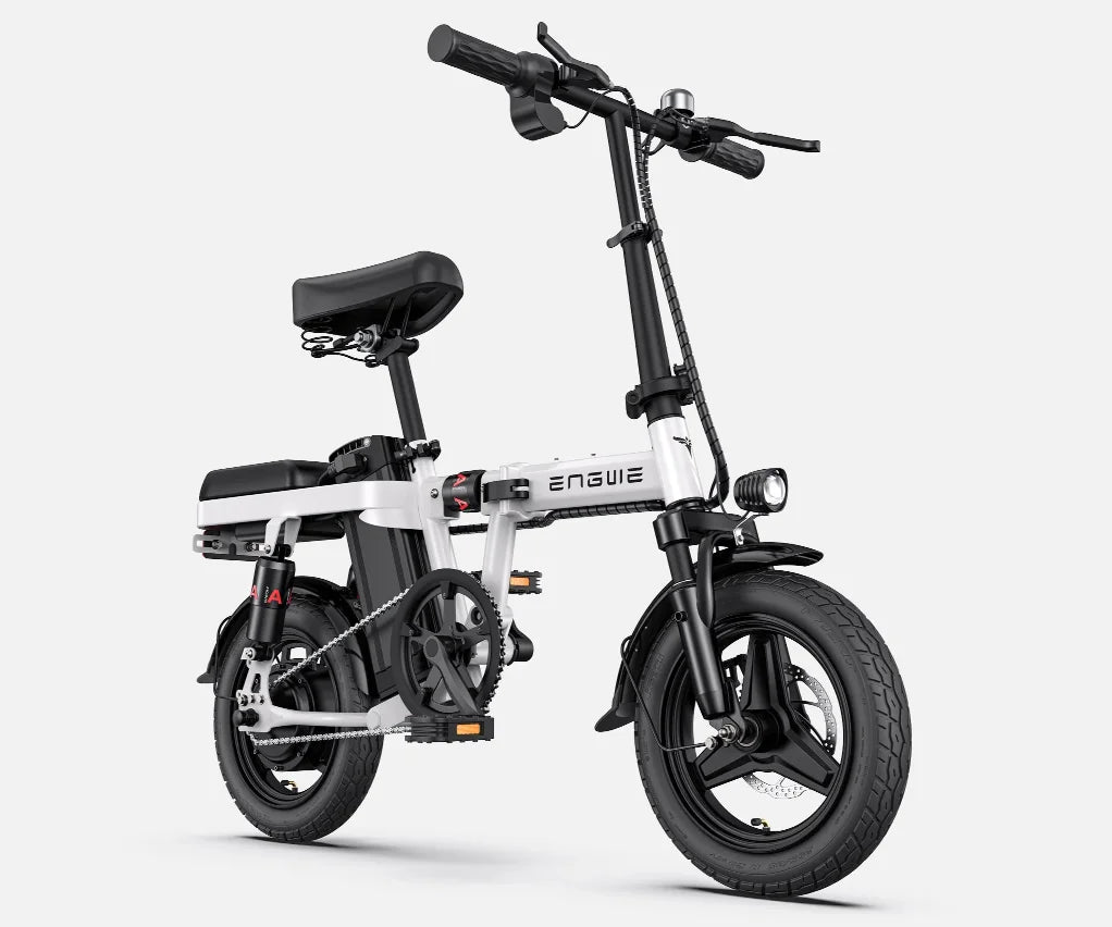 Engwe T14 E Bike Electric Folding Bike White Electric Bike 250W 14inch Mini Electric Bicycle 48V10A Adult City Ebike 25KM/H - WORLDZii
