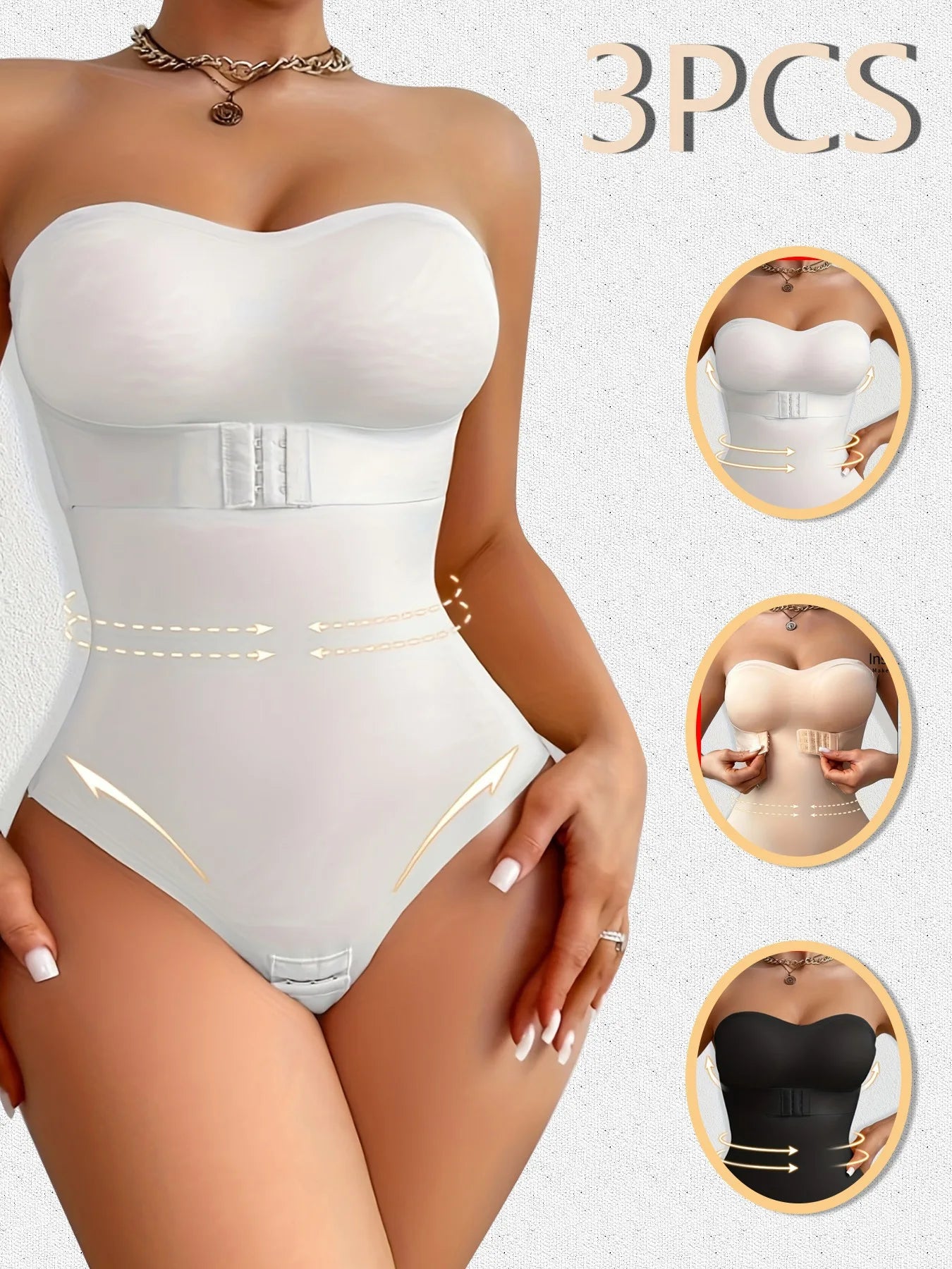 3PCS Women Compression Panties Corset Seamless Tummy Full Body Sling Abdominal High Compression Colombianas Women Fajas in Stock - WORLDZii
