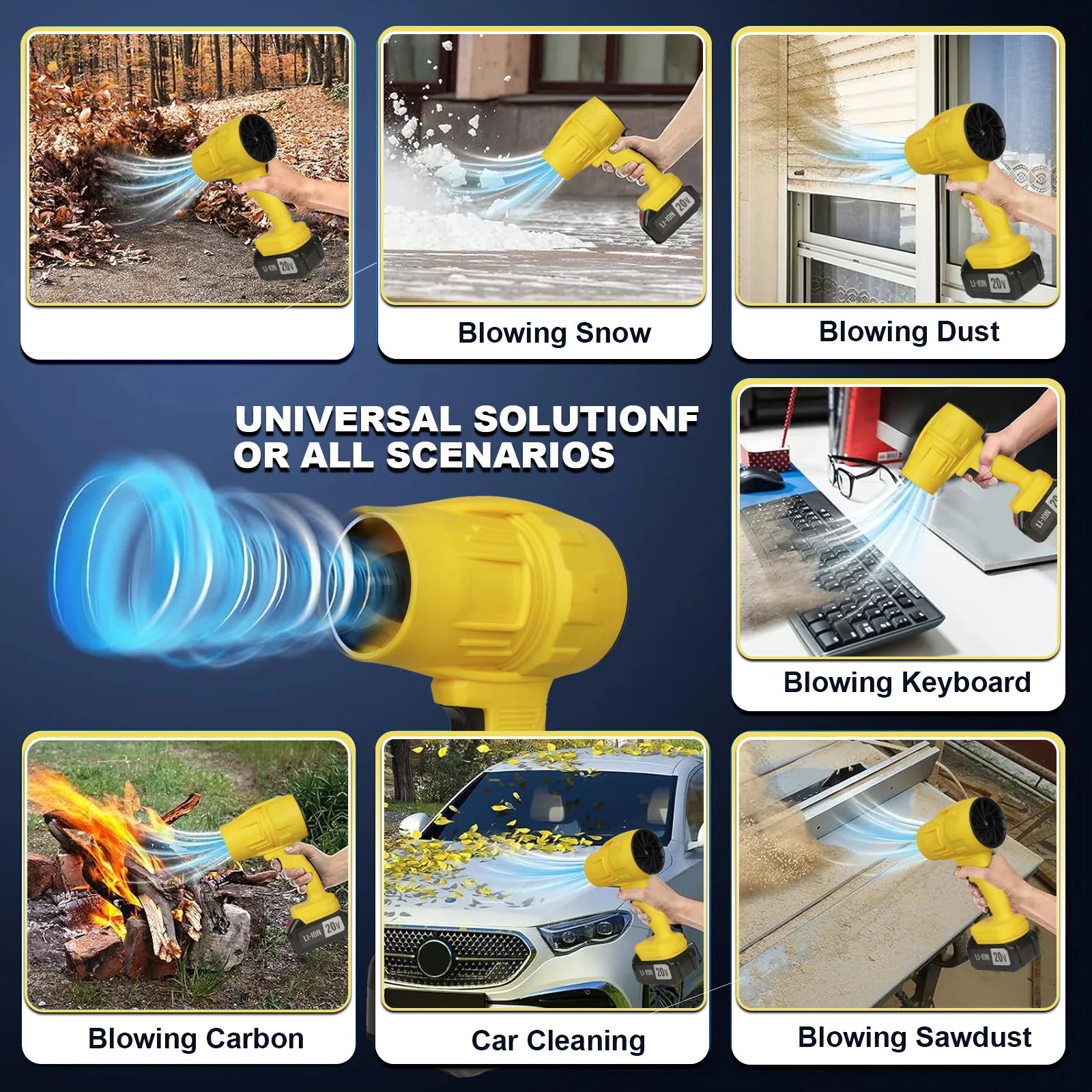 20V Cordless Turbo Blower Industrial Grade Small & Powerful Electric Air Blower for Leaf Clean & BBQ ,LOCAL US WAREHOUSE - WORLDZii