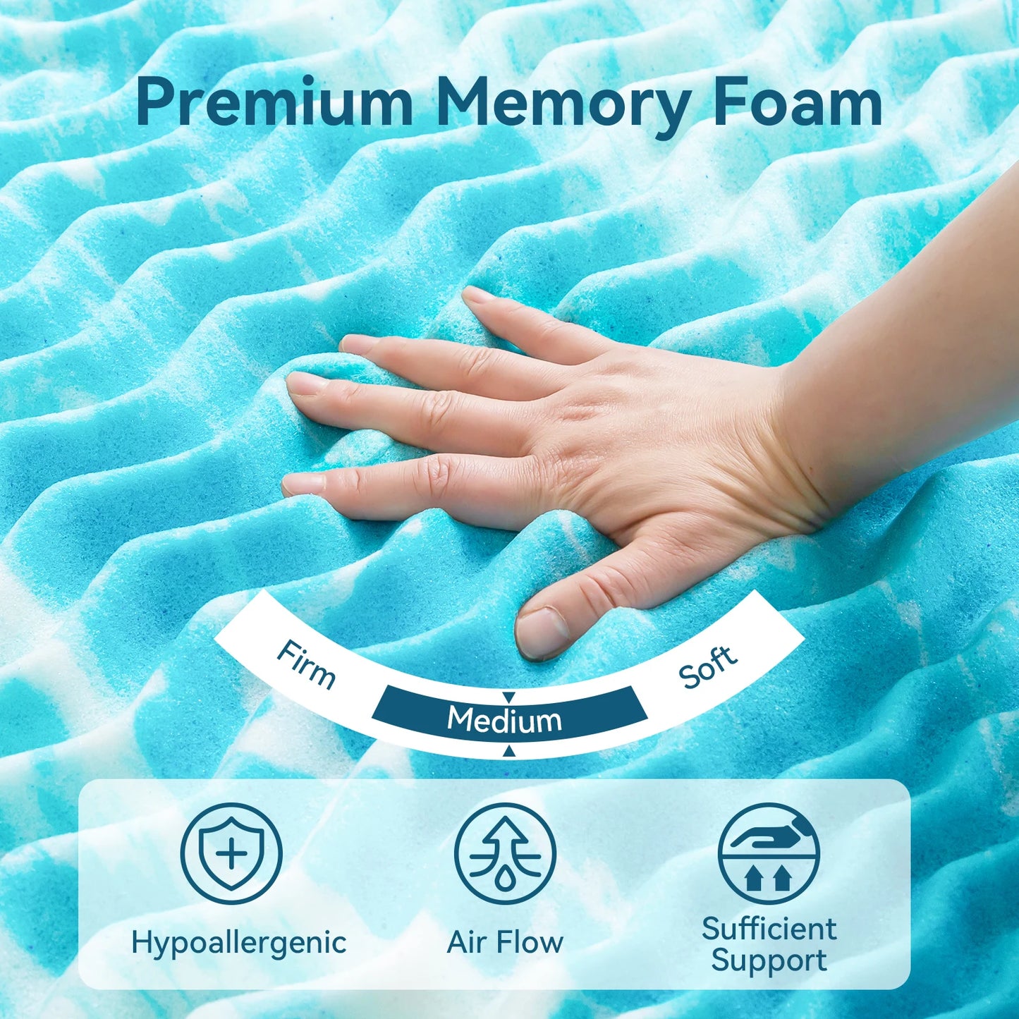 Hcore Memory Foam Mattress Topper with Cooling Gel - WORLDZii