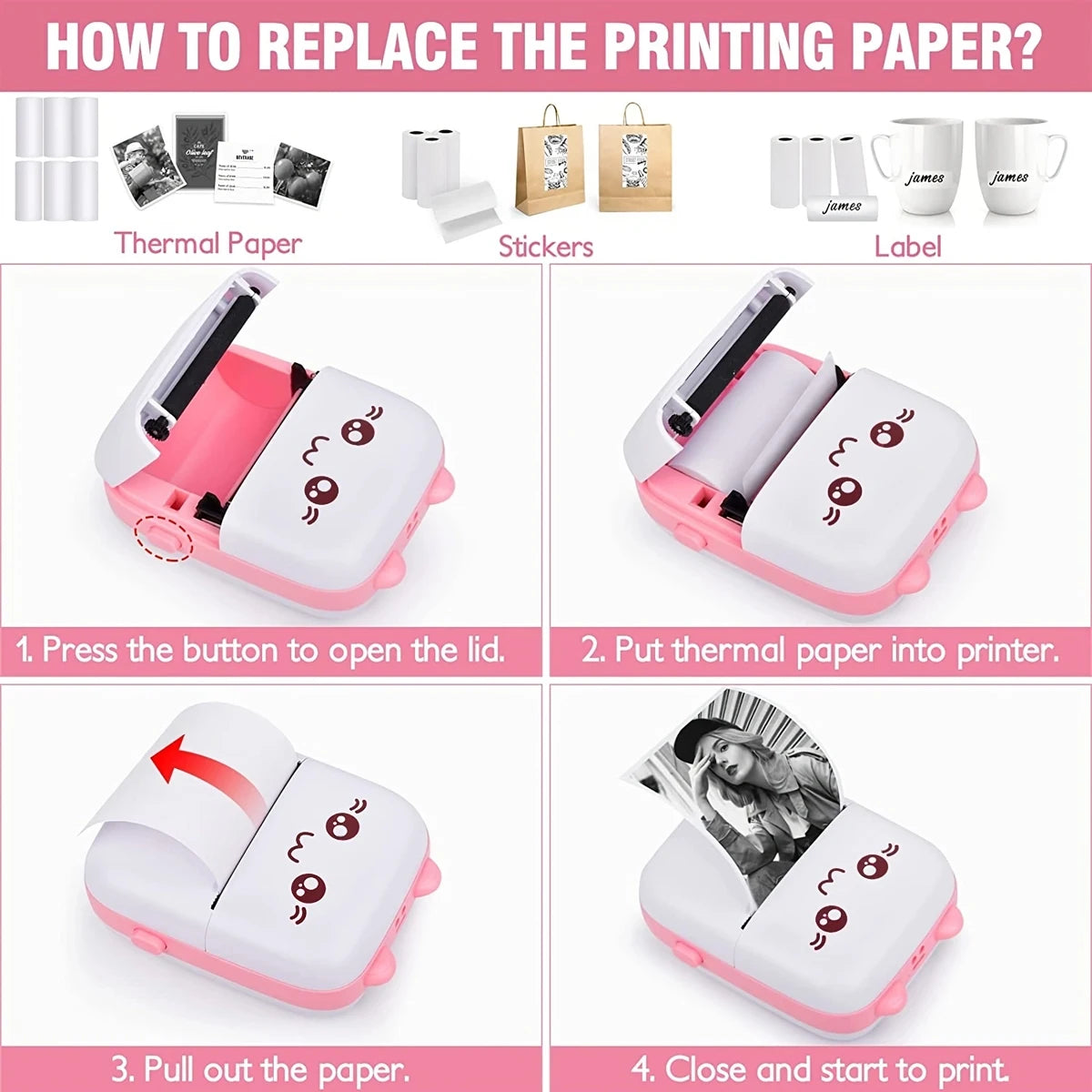 Mini HD Portable Label Thermal Inkless Printer - WORLDZii