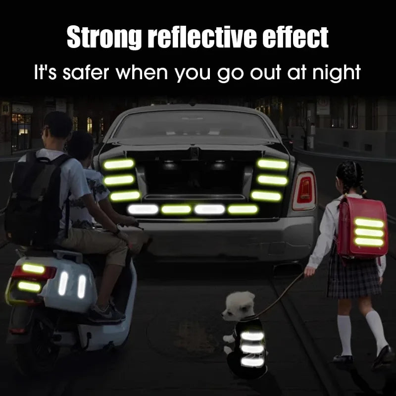 80-10PCS Waterproof High Visibility Reflector Tape for Night Riding or Walking - WORLDZii