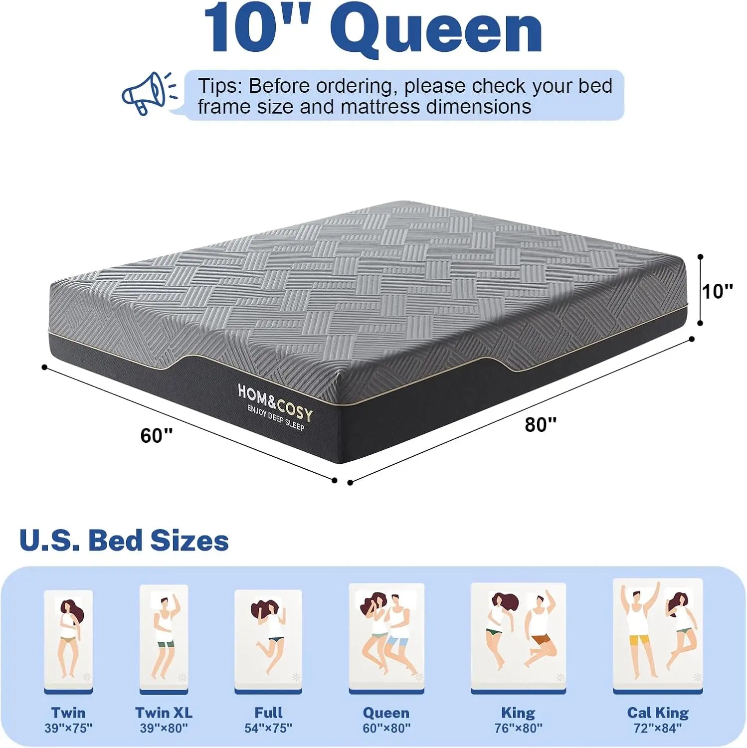 Hcore 10 Inch Queen Size Luxury Cooling Gel Green Tea Memory Foam Mattress - WORLDZii
