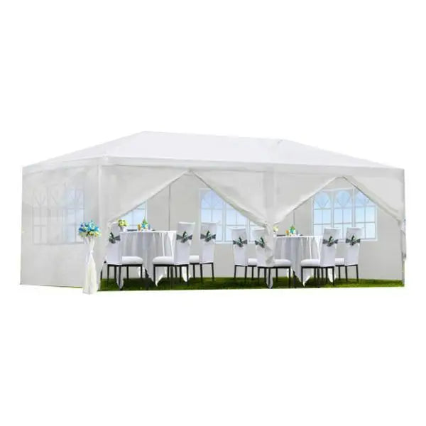10x20' Wedding Party Canopy Tent Outdoor Gazebo with 6 Removable Sidewalls Durable Aluminum and PVC Polyester Fabric - WORLDZii