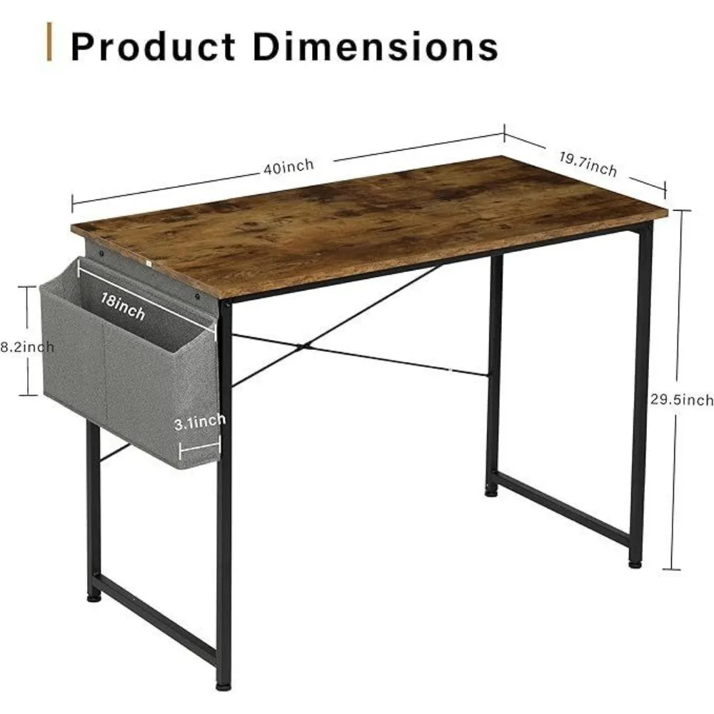 Aluminum Oak Finish Writing Desk with USB Port - WORLDZii