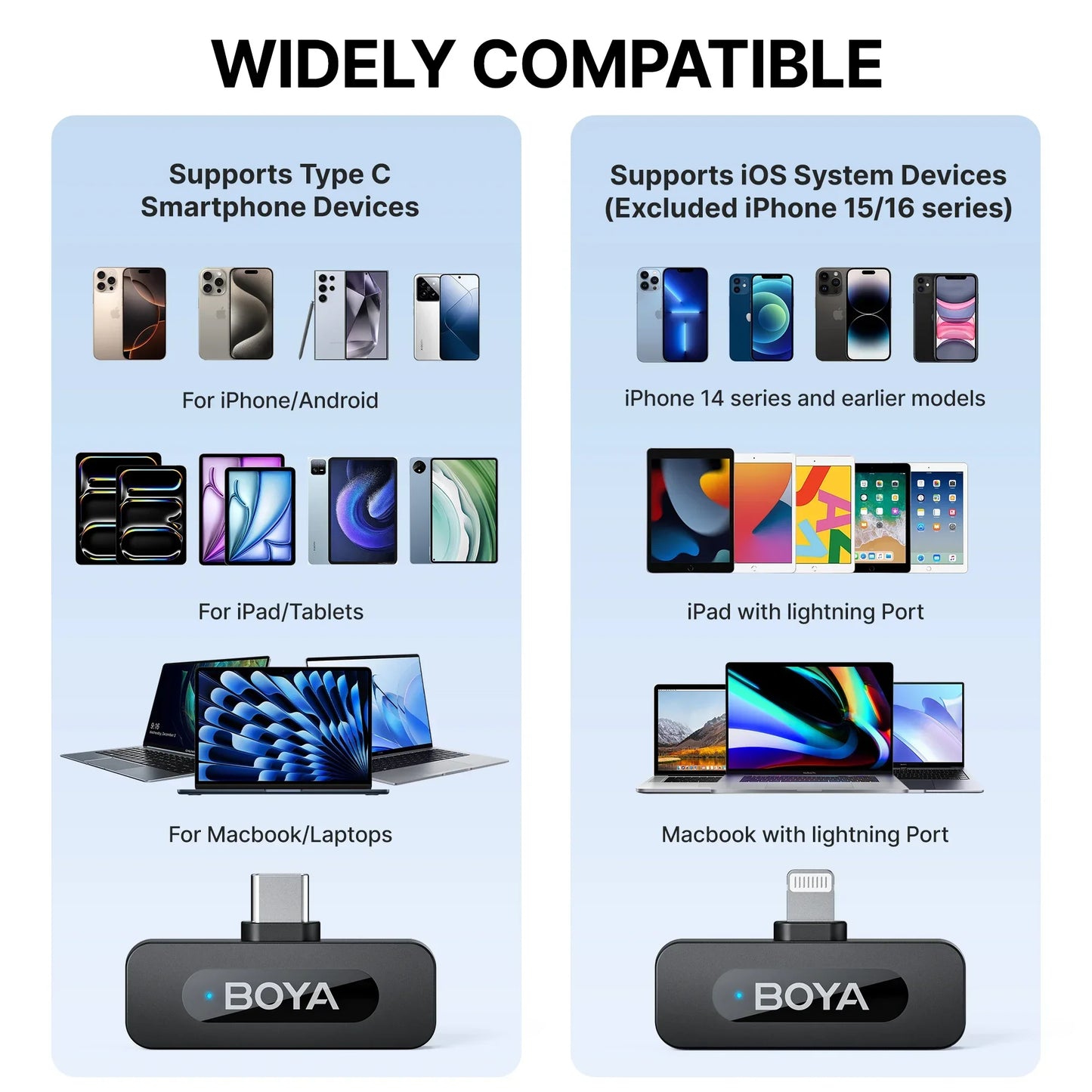 BOYA BY-V3 Wireless Lavalier Lapel Microphone with Noise-cancelling and Rechargeable Mic