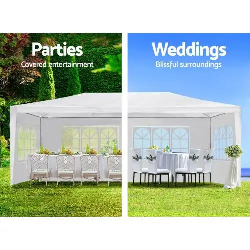 10x20' Wedding Party Canopy Tent Outdoor Gazebo with 6 Removable Sidewalls Durable Aluminum and PVC Polyester Fabric - WORLDZii