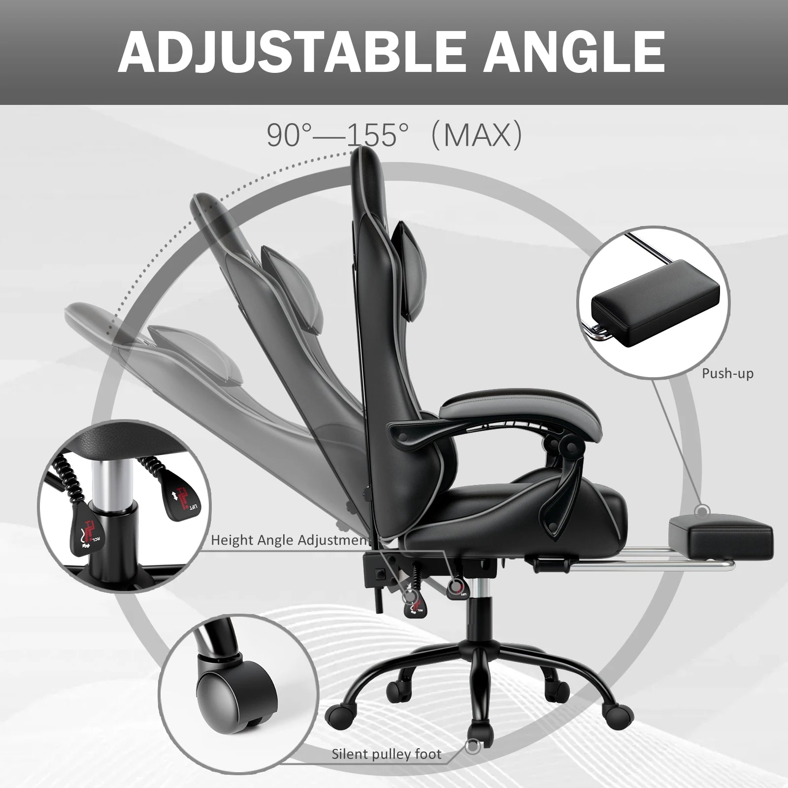 Ergonomic Gaming Chair with Footrest - WORLDZii