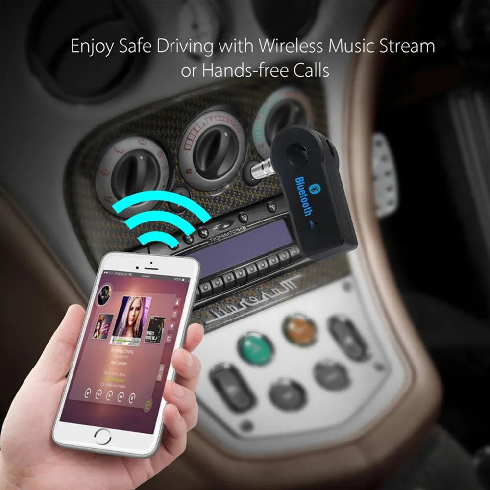 3.5 AUX Jack Stereo Music Audio Car Transmitter Speaker Amplifier Wireless Adapter with Mic