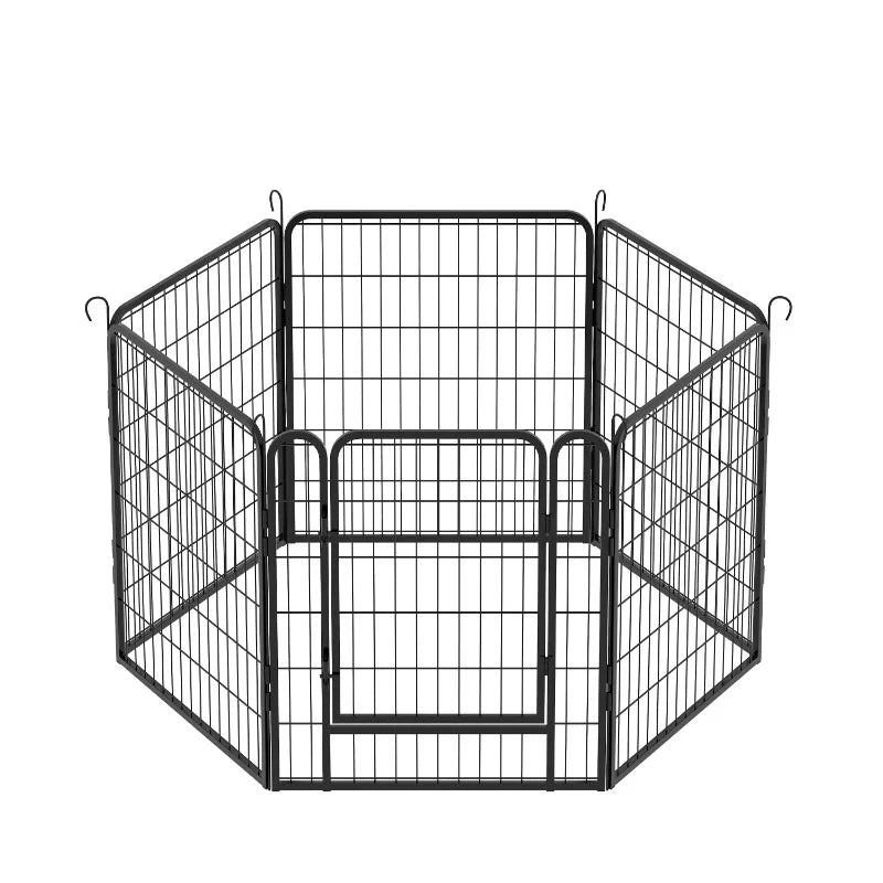 6 Panels Heavy Duty Metal Playpen with Door,31.7"H Dog Fence Pet Exercise Pen for Outdoor, Indoor - WORLDZii