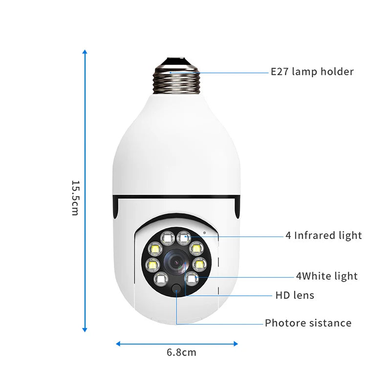 4G Wi-Fi IP Wireless Camera E27 Bulb - WORLDZii